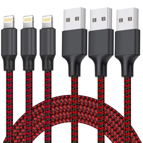 Vista 9 de TAKAGI para iPhone Cargador, [Certificado MFi] Cable Lightning 3PACK 6FT Cable de Carga USB Trenzado de Nylon de Alta Velocidad Compatible