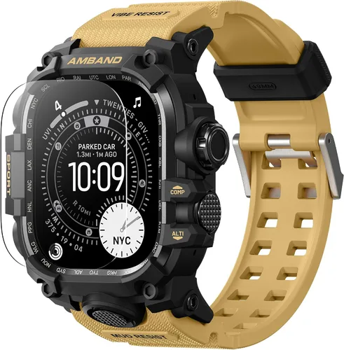 Vista 21 de amBand - Carcasa compatible con Apple Watch SE 3/SE 2/SE/6/5/4 de 1.732 pulgadas, M3 de 1.732 pulgadas, resistente correa táctica, protector