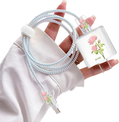 Vista 9 de Lindos protectores de cable para iPhone Funda de carga bonita elegante patrón de mariposas azules diseño único cable de datos cargador de línea
