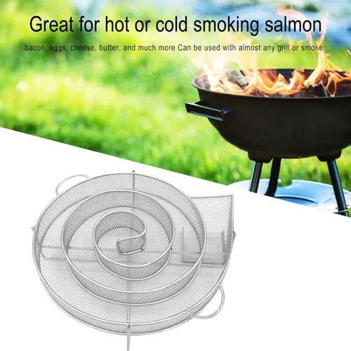 Vista 7 de Naysku Generador de humo frío, bandeja para ahumar pellets, ahumador de laberinto para frío, herramientas de cocina de parrilla de acero inoxidable