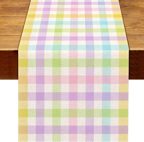 Vista 7 de Nepnuser Juego de 4 manteles individuales de lino con diseño de búfalo de Pascua, rústicos, para decoración de mesa de comedor, cocina, hogar