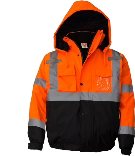 Vista 9 de WJ9011/12 - Chaqueta de seguridad para hombre, ANSI Clase 3 de alta visibilidad, impermeable