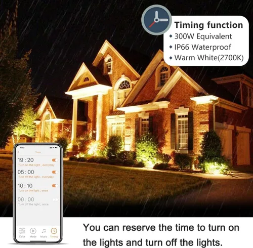 Vista 3 de Luz LED de inundación equivalente a 100 W, LED que cambia de color al aire libre, iluminación paisajística RGBW Bluetooth Smart Floodlights 2700 K