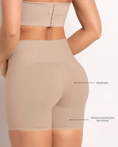 Vista 3 de Leonisa Pantalones cortos de compresión moderada de cintura alta para mujer faja moldeadora con control de abdomen