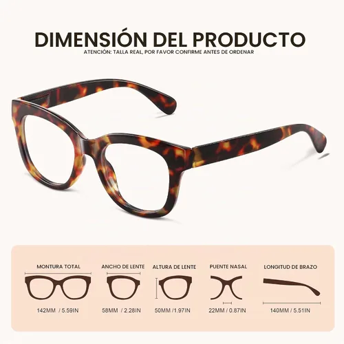 Vista 4 de Gafas de Lectura para Mujeres - Gafas de Lectura Oprah de Luz Azul con Bisagra de Resorte, Antirreflejos/Antifatiga para Computadora