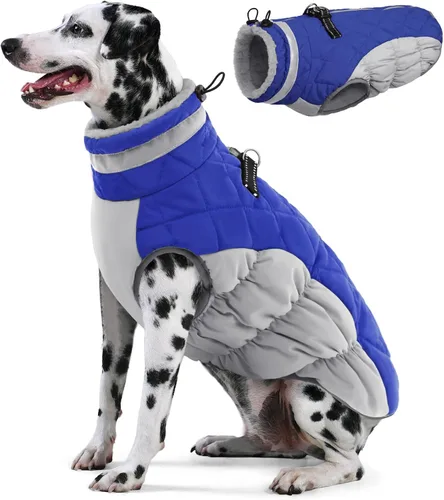 Vista 23 de AOFITEE Abrigo para perro, chaquetas cálidas para perros pequeños, abrigo de invierno para perros con arnés integrado, chaqueta de invierno