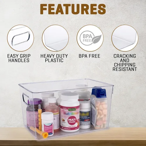 Vista 5 de Contenedores de almacenamiento de plástico transparente con tapas, perfectos para organización de cocina o organización y almacenamiento