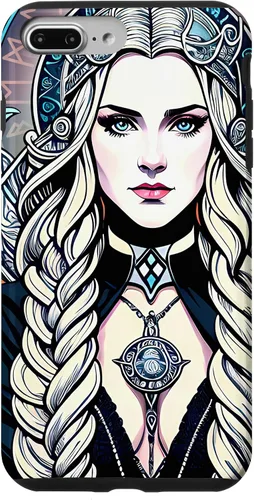 Vista 12 de iPhone 16 Skadi Diosa nórdica, mito vikingo nórdico, runas, estuche de arte nórdico