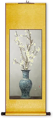 Vista 19 de Xzhipeng Pergamino Pintura colgante vertical Flor pájaro Pintura china Porche Pasillo Pasillo Pintura colgante Pergamino Sala de estar Comedor