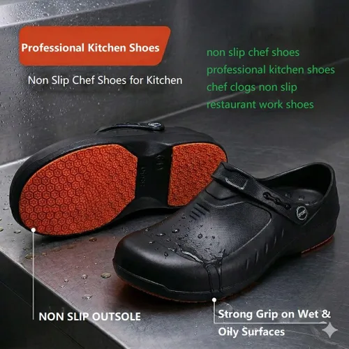Vista 2 de Chef Shoes for Men Women, Slip Resistant Work Clogs, Closed Toe Waterproof EVA Kitchen Shoes, Lightweight Nursing Shoes for Restaurant Food Service