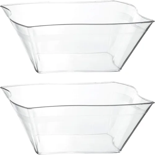 Vista 10 de PLASTICPRO Cuencos desechables de plástico cuadrados con diseño de ondas, resistentes para aperitivos o ensaladas de fiesta (4, medianos)