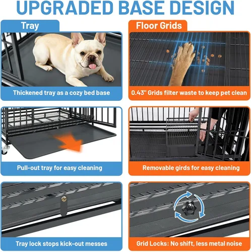 Vista 6 de 36 Inch Stackable Heavy Duty Dog Crate with Wheels for Medium Dog