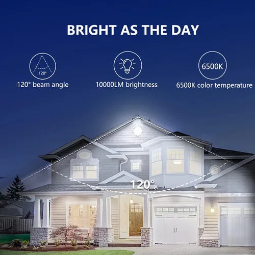 Vista 6 de UFOND Luces de inundación LED de 10000 lúmenes, reflectores impermeables de 100 W, ángulo de iluminación ajustable, luz portátil con enchufe