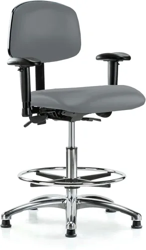 Vista 37 de PERCH - Silla giratoria con ruedas para alfombra o linóleo, cromado, Textil, Tela negra