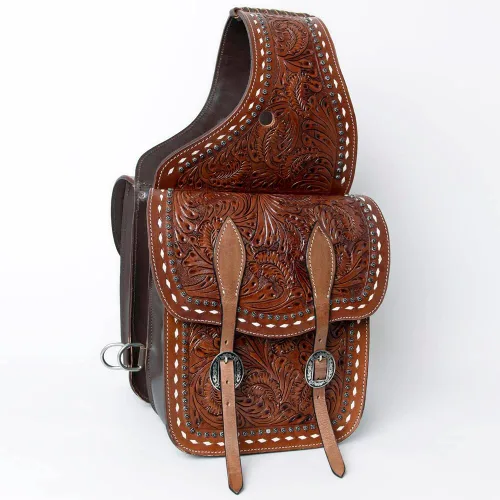 Vista 2 de HILASON Western Horse - Bolsa de sillín de cuero resistente y tradicional Bolsa de sillín Bolsa de sillín de caballo Bolsa de sillín