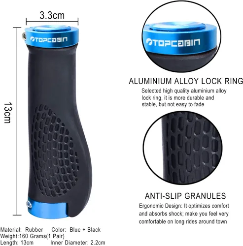 Vista 2 de Puños ergonómicos de manubrio de bicicleta, de Topcabin, con amplia superficie de agarre