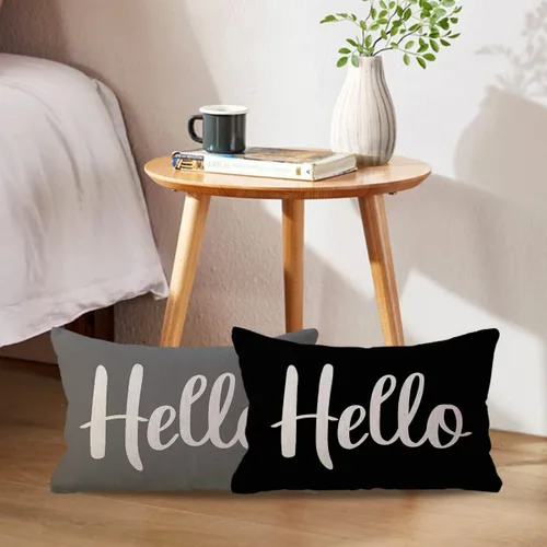 Vista 3 de ULOVE LOVE YOURSELF Hello - Fundas de almohada lumbar, rústicas, decorativas, rectangulares/de cintura, 12 x 20 pulgadas, fundas de cojín