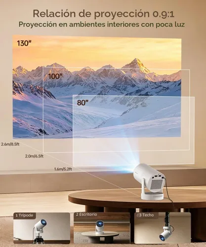 Vista 4 de Magcubic Mini proyector con WiFi 6 y Bluetooth 5.4【Enfoque eléctrico】 A-blanco