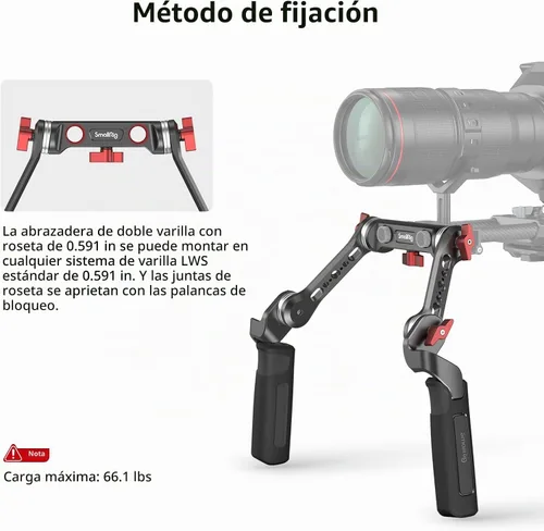 Vista 4 de SMALLRIG Kit de mango de roseta con brazo de extensión de roseta para soporte de plataforma de hombro de cámara - 2002