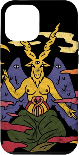 Vista 6 de Funda punk gótica para iPhone 15 Baphomet Psychedelic Satan Antichrist