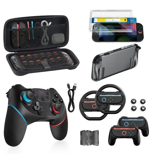 Vista 11 de Pro Controllers Accessories Bundle for Nintendo Switch 2 18-in-1: Carrying Case, Screen Protector, Thumb Grip for Joycon, Dockable Console