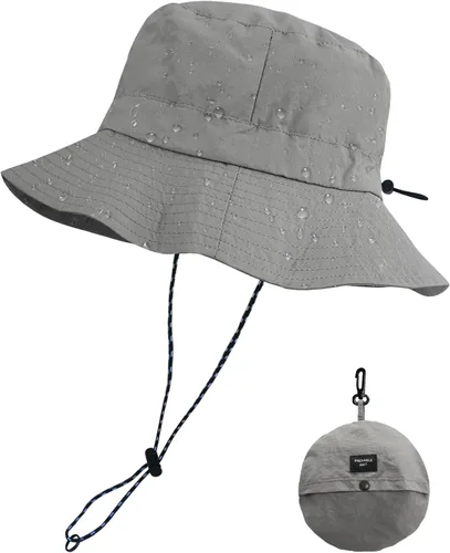 Vista 25 de PFFY Packable Sun Bucket Hat for Men Women Outdoor UV Protection Sun Hats Caqui
