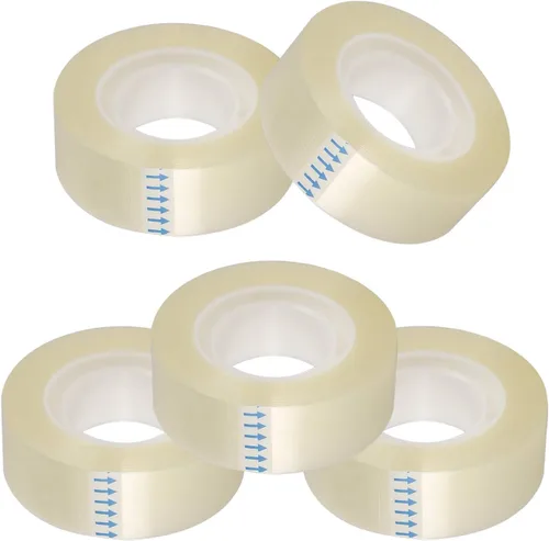 Vista 4 de Cinta transparente KIDMEN, cinta transparente para oficina, hogar, escuela, 5 rollos dispensados, 0.7" x 1300