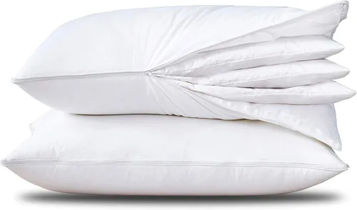 Vista 10 de Three Geese Almohada de plumas de ganso de capa ajustable, almohada de cama ensamblable, funda 100% algodón orgánico suave, buena para dormir boca
