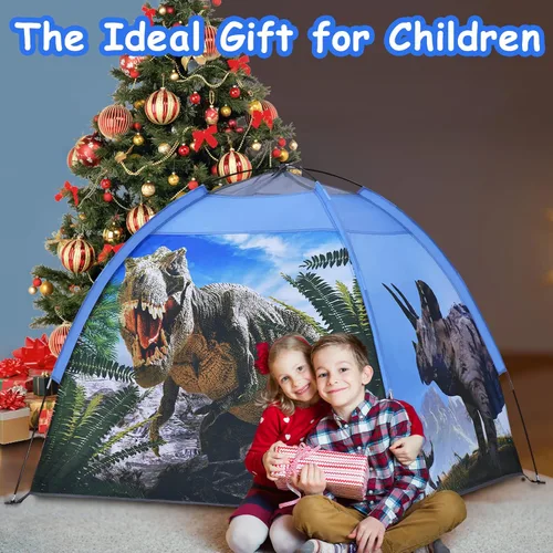 Vista 4 de Tienda de juegos para niños con dinosaurios, juguetes de dinosaurios para niños, tienda de campaña desplegable para diversión en interiores