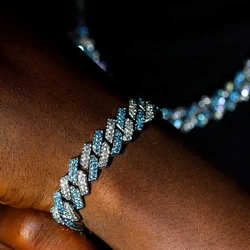 Vista 6 de loumssiy Cadena de eslabones cubanos de Miami chapada en plata para hombres y mujeres, collar cubano de Miami con diamantes para hombres, joyería