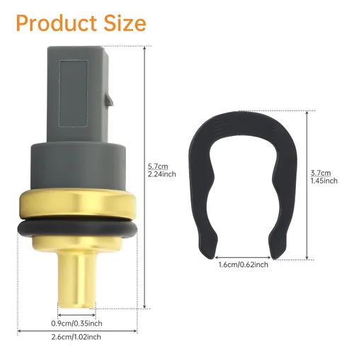 Vista 2 de Sensor de temperatura del refrigerante del motor con junta tórica – Sustituye directamente 06A919501 / 1459209 / 6M2110884AA – Compatible con Audi