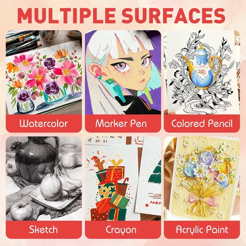 Vista 4 de 200 hojas de papel de acuarela de 5 x 7 pulgadas a granel, papel de color blanco de 140 libras/300 GSM para niños, adultos y artistas. Papeles