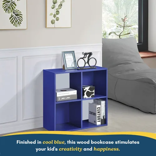 Vista 6 de Kings Brand Furniture - Estantería infantil de 4 cubos, organizador de almacenamiento de juguetes para niños, para sala de juegos, dormitorio