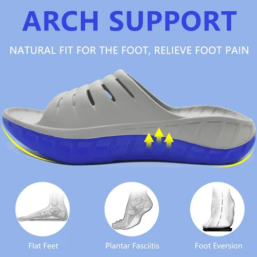 Vista 2 de GPOS Sandalias de recuperación deportiva para hombre, para fascitis plantar, gruesas, acolchadas, ligeras, cómodas, ortopédicas