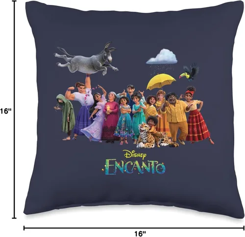 Vista 4 de Disney Encanto Madrigal - Almohada mágica con retrato familiar, 16 x 16 pulgadas, multicolor