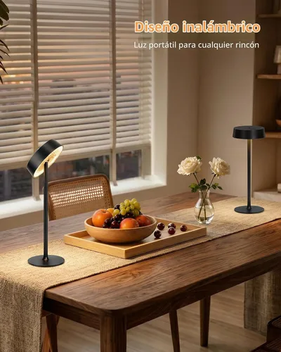 Vista 4 de EZVALO Lámpara inalámbrica, lámpara de mesa recargable, funciona con pilas Negro