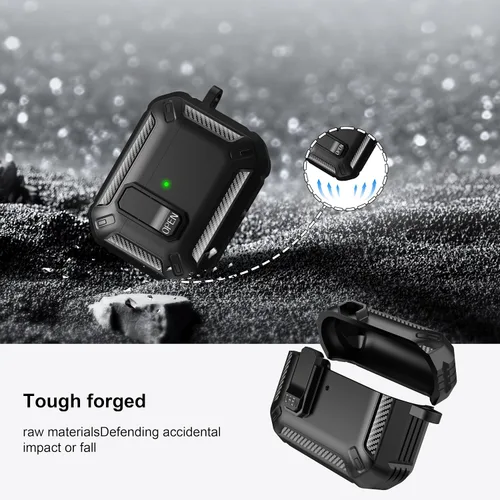 Vista 4 de RFUNGUANGO Funda protectora para AirPods Pro de 3ª generación con kit de limpieza, funda rígida militar con bloqueo para AirPod Pro 3ª