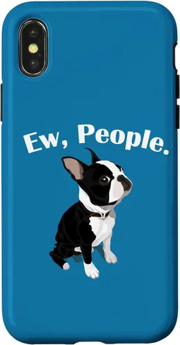 Vista 5 de Funny Mens Womens Kids Cartoon Ew People Bostie Dog Lover Case for iPhone 17