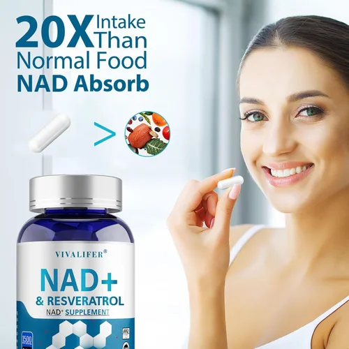 Vista 5 de Suplemento alternativo NMN 1500 mg – 120 cápsulas (suministro para 40 días) NAD+ de alta pureza y resveratrol para anti-envejecimiento, apoyo