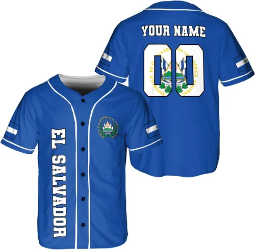 Vista 12 de Parvii Camiseta de béisbol personalizada de El Salvador Orgulloso, camiseta de El Salvador, camiseta de El Salvador, Jersey de El Salvador