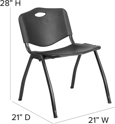 Vista 3 de Flash Furniture HERCULES Series Silla apilable de plástico negro con capacidad de 880 libras