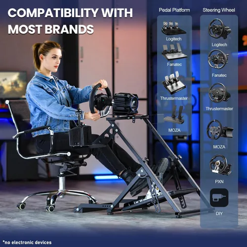 Vista 3 de Marada G29 Upgrade Racing Wheel Stand X Frame Fit for PXNThrustmasterLogitech G27 G920 G923 T300RS T128X, Foldable PC Game Race Bracket Simulator