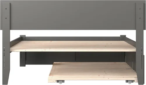 Vista 8 de AFI Orlando - Cama de plataforma de tamaño matrimonial con estribo y cama nido matrimonial, color gris