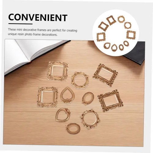 Vista 3 de 10pcs Mini Vintage Gold Resin Picture Frames for DIY Crafts