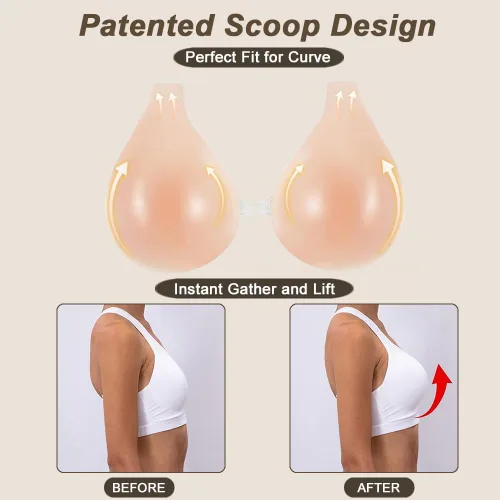 Vista 3 de Sujetador adhesivo para senos grandes con realce de espalda sin tirantes, brasier adhesivo para levantamiento de senos, sujetador invisible