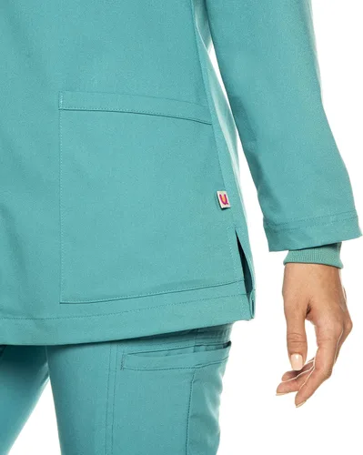 Vista 5 de Urbane womens 3 Pocket, Modern Tailored Fit Crew Neck Medical Jacket 9871