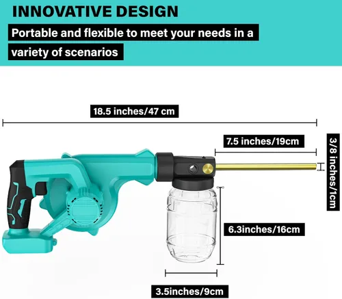 Vista 7 de Dinftin Plumero eléctrico de tierra de diatomeas compatible con batería Makita de 18 V (batería no incluida), aplicador de polvo de jardín