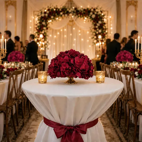 Vista 2 de BLOSMON Hydrangea Artificial Flowers Ball Centerpieces for Wedding, 6 Pcs Borgoña