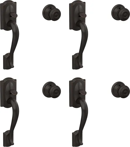 Vista 11 de SCHLAGE FE285 622 Acc CAM LH Juego de Manijas Mitad Inferior, Moldura Interior Camelot, Negro Mate