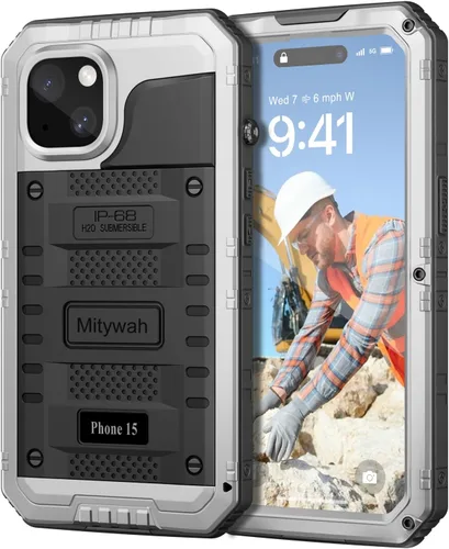 Vista 77 de Mitywah Funda impermeable para iPhone 7/iPhone 8 / iPhone SE 2020, funda de metal resistente de grado militar, protección de cuerpo completo